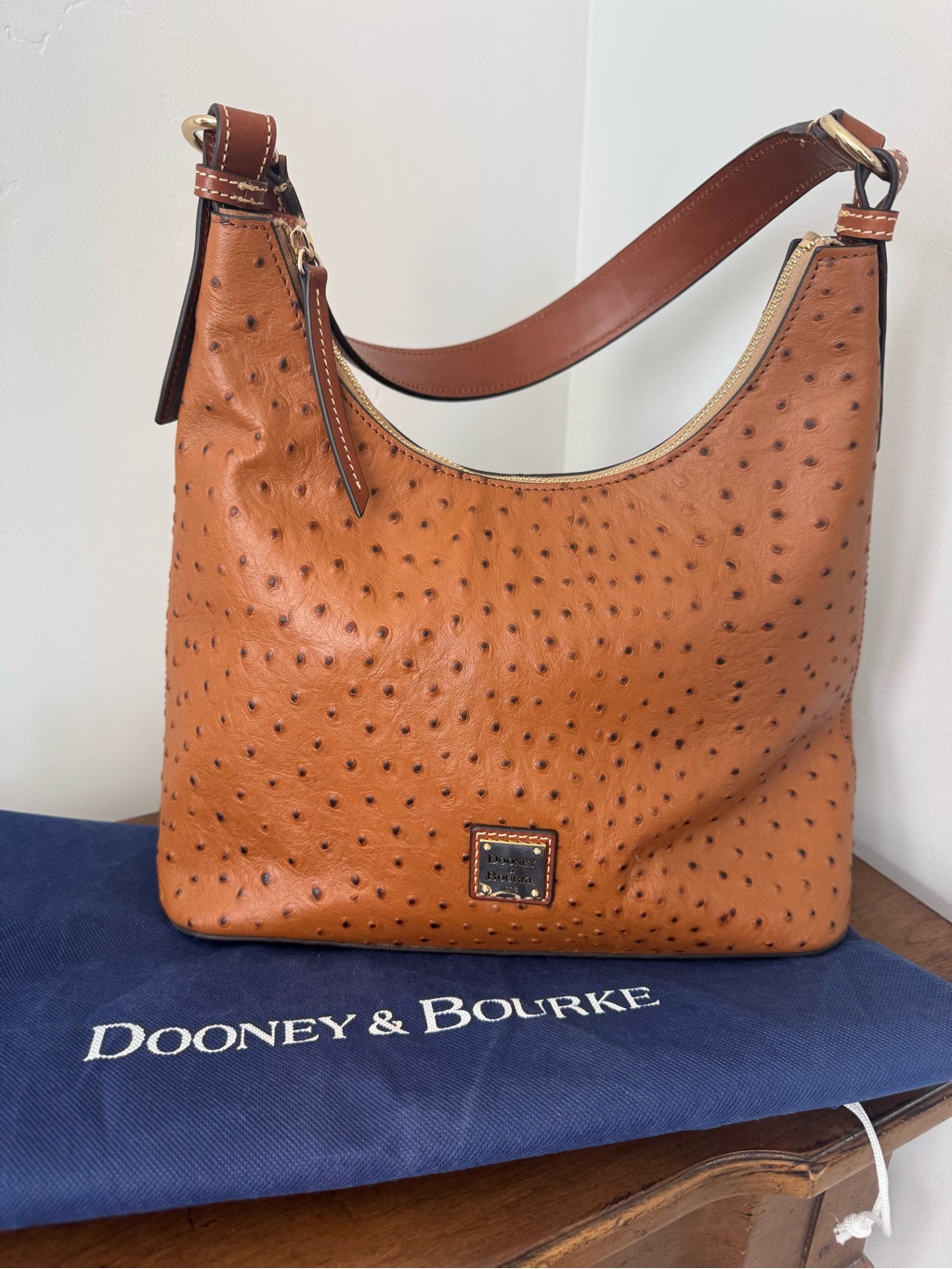 Dooney & Bourke Chestnut Ostrich-Embossed Shoulder Bag